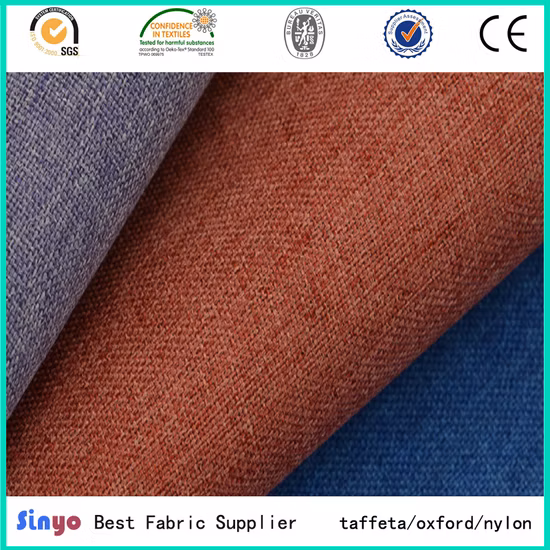 PU Coated Leather Jacquard Imitation Linen Sofa Fabric with Cationic Yarn